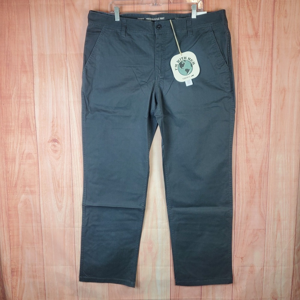 Toad & Co Mission Ridge Pants Mens 38 38x32 Gray Cotton‎ Regular Fit NEW
